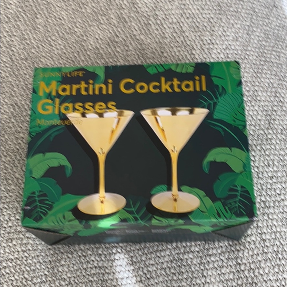 Sunnylife Gold Glass Martini Cocktail Glasses